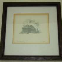 Картина плакетка репродукция Деревенский домик (V969), в Москве