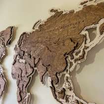Карта мира из дерева на стену, в Москве
