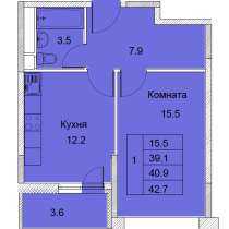 1-к квартира, улица Советская, дом 6, площадь 40,9 этаж 8, в Королёве