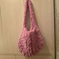 Вязаный шоппер ручной работы. Плюшевая пряжа Чебурашка, в Коломне