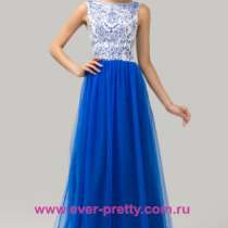 Вечернее воздушное бело-синее платье "GK Артикул: GK546106, в Владимире