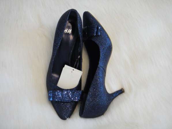 Туфли и клатч темно-синие, с блеском, новые, тканевые, 36р в Санкт-Петербурге фото 8