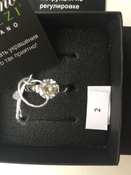 Кольцо серебро новое фианит камень размер 16-19 раздвижное в Москве фото 5