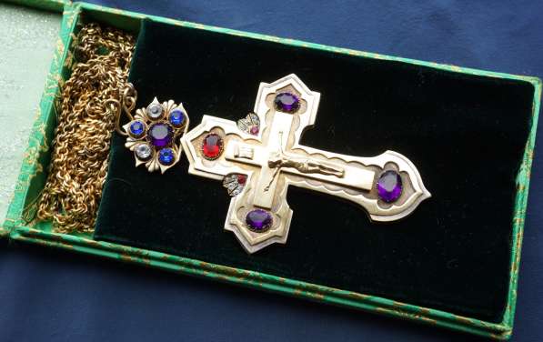 Старинный наградной наперсный крест с украшениями. XIX век в Санкт-Петербурге фото 20