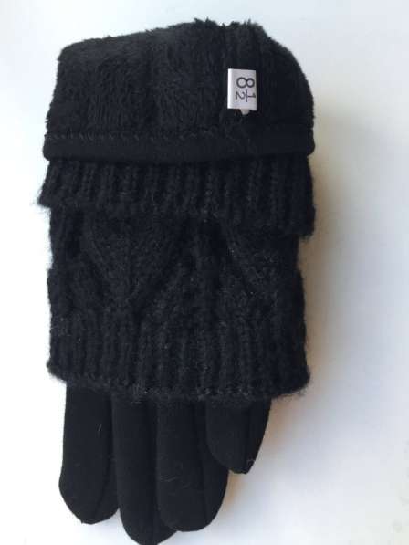 Перчатки новые 44 46 черные теплые верх съемный вязаные мода в Москве фото 4