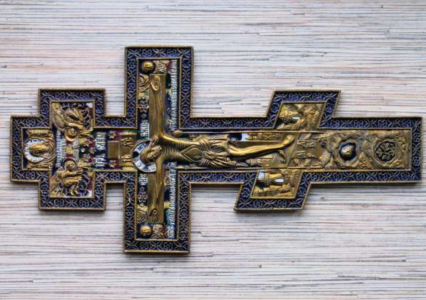 Старообрядческий киотный крест с эмалями. Русский Север, 18в в Санкт-Петербурге фото 14