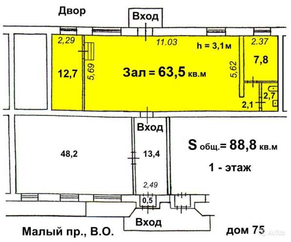 Сдам магазин от 89 до 200м, 1-этаж, 2 входа, ремонт