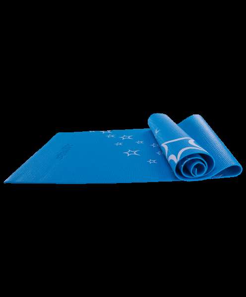 Коврик для йоги FM-102 PVC 173x61x0,4 см, с рисунком, синий в Сочи
