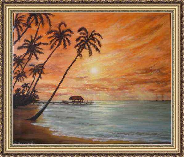 Продам картину маслом "Тропический закат"