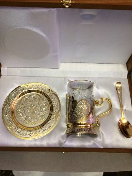 Позолоченный чайный набор, подарочный в Златоусте