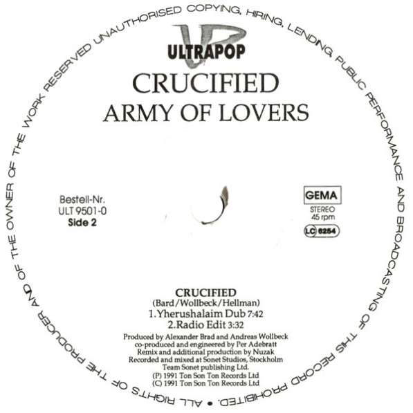 LP (45 RPM)Army Of Lovers ‎– Crucified 1991 Germany MINT/MI в Волгограде фото 3
