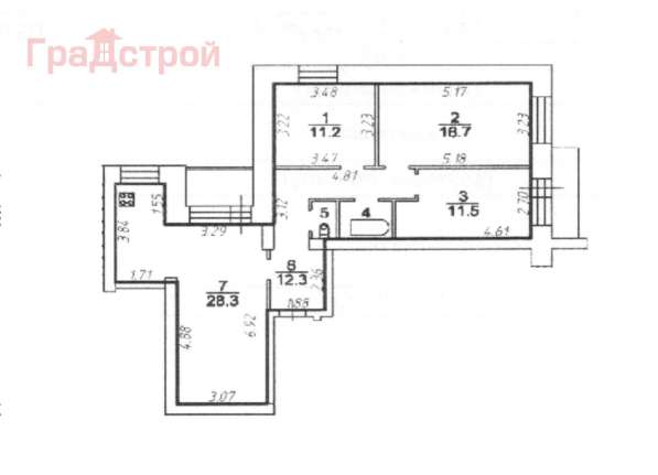 Продам трехкомнатную квартиру в Вологда.Жилая площадь 87 кв.м.Этаж 8.Дом кирпичный. в Вологде фото 4