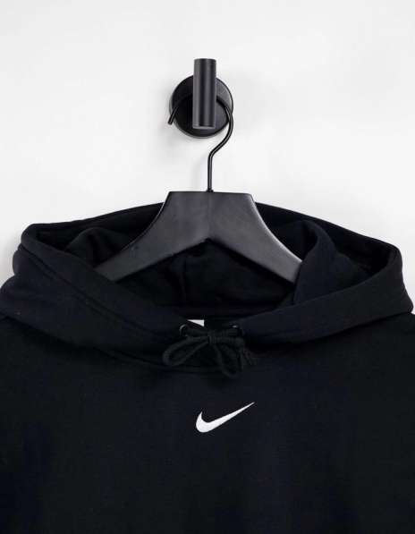 Чёрный худи oversized с логотипом-галочкой Nike в Москве фото 3