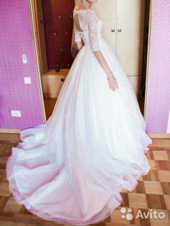 шикарное свадебное платье. С большим шлейфом в Краснодаре фото 4