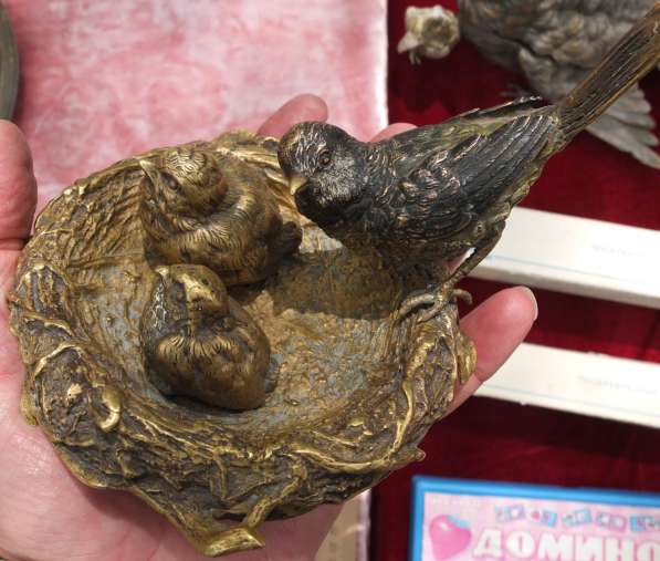 Бронзовая статуэтка Гнёздышко с птенцами, венская бронза в Ставрополе фото 3