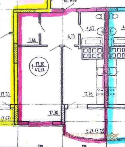 Продам однокомнатную квартиру в г.Самара.Жилая площадь 47,24 кв.м.Этаж 21.Дом кирпичный.