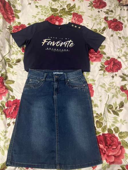 Женская футболка джинсовая юбка