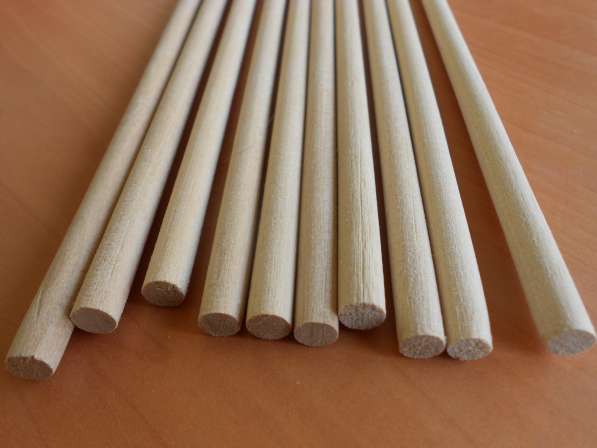 Круглые палочки деревянные стержни для ремесел 8мм 20-50см