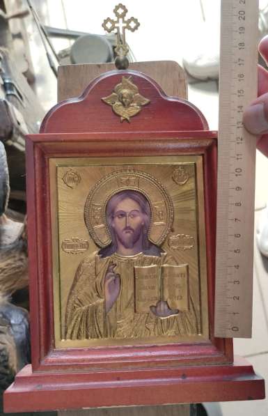 Икона Господь Вседержитель, латунный оклад, в обрамлении в Ставрополе фото 6