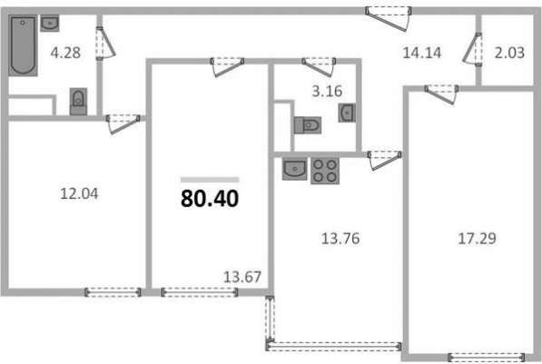 Продам трехкомнатную квартиру в Санкт-Петербург.Жилая площадь 80,40 кв.м.Этаж 7. в Санкт-Петербурге
