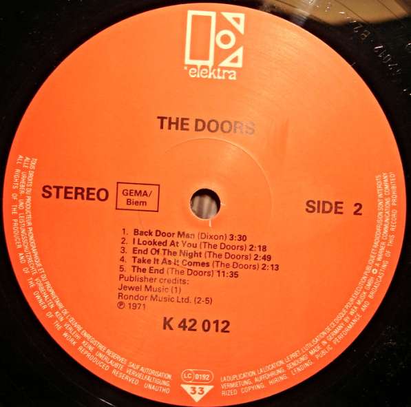 Пластинка виниловая The Doors - The Doors в Санкт-Петербурге фото 3