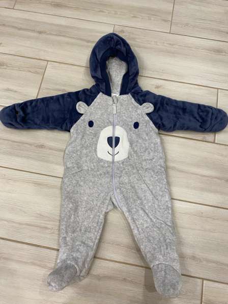Плюшевый утеплённый комбинезон 74