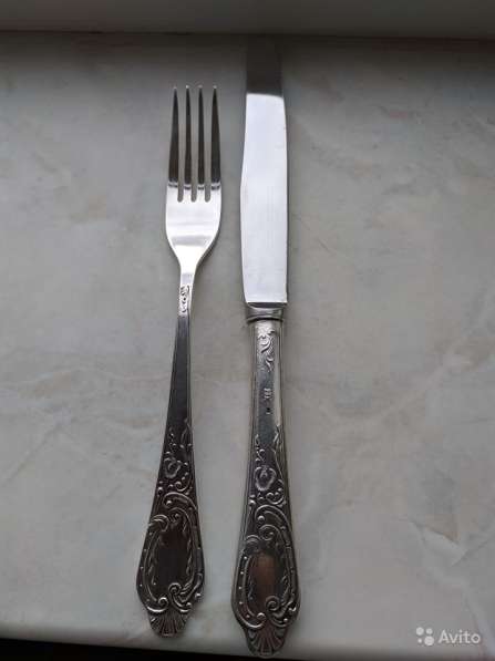 Десертная вилка и нож, серебро, 875 проба в Москве фото 9