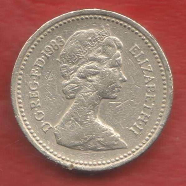 Великобритания Англия Елизавета II 1 фунт 1983 Большой герб в Орле