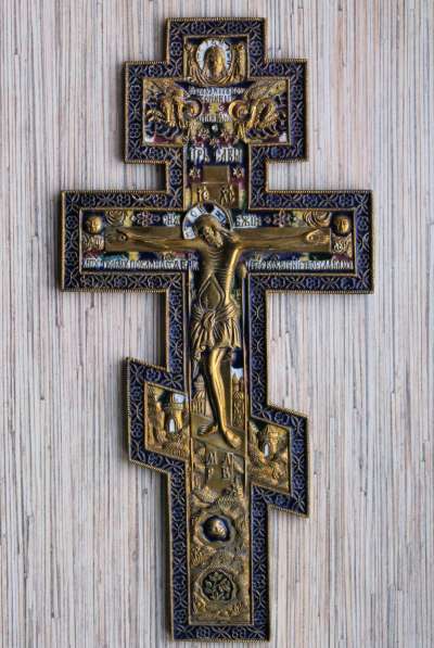 Старообрядческий киотный крест с эмалями. Русский Север, 18в в Санкт-Петербурге фото 12