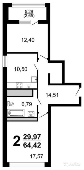 Продам двухкомнатную квартиру в Тверь.Жилая площадь 64 кв.м.Дом монолитный.Есть Балкон. в Твери фото 4
