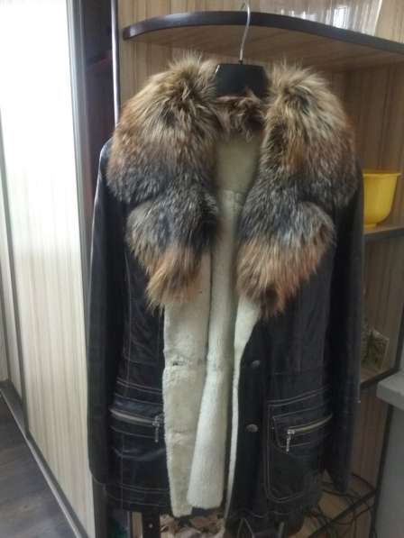Куртка зимняя кожаная, с натуральными мехами