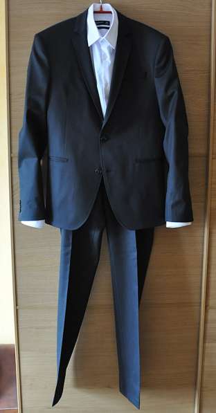 Мужской костюм, чёрный, Zara, размер 48