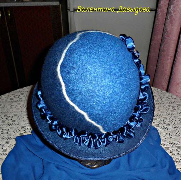 Валяная шляпа "Морская синева".Ручная работа. в Барнауле фото 4