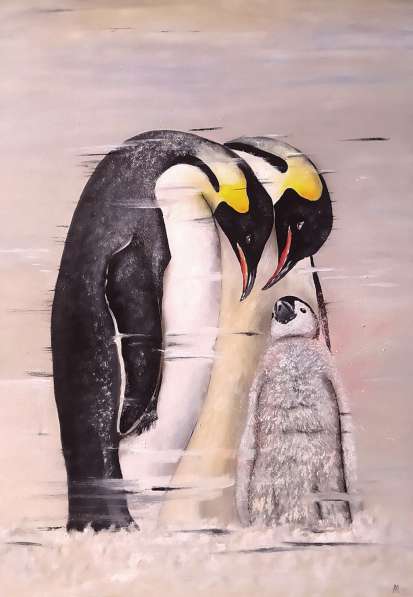 Картина маслом Семья Королевских пингвинов