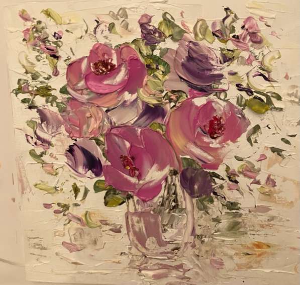 Картина маслом Цветы Мастихином