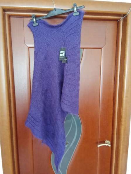 Пончо кофта Италия М 46 мохер сиреневое фиолетовое вязаное 3