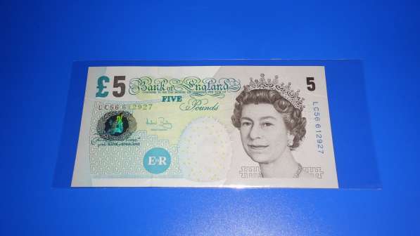 Англия, 5 фунтов, 2002 г., Aunc+