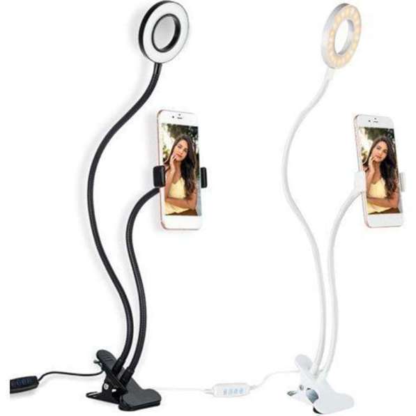 Кольцевая лампа Led-90 с гибким держателем для телефона. ХИТ в фото 16