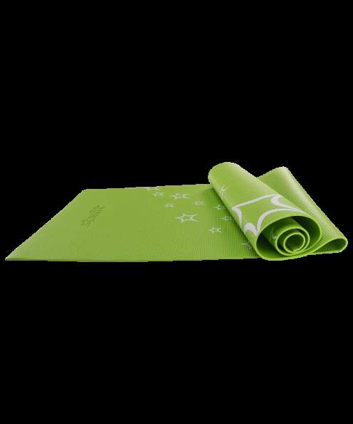 Коврик для йоги FM-102 PVC 173x61x0,6 см, с рисунком, зеленый в Сочи