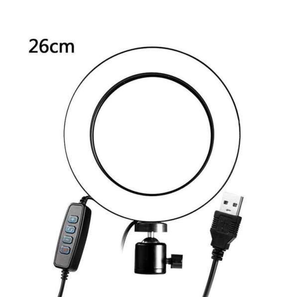 КОЛЬЦЕВАЯ СВЕТОДИОДНАЯ ЛАМПА 26 см Пульт Штатив2.1М Держате в фото 3