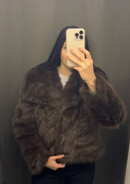 Шуба эко коричневая