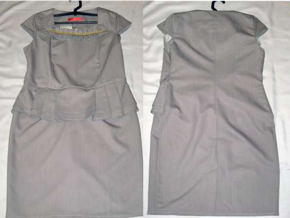 Платье новое серое с коротким рукавом и баской в Пензе фото 4