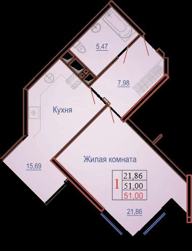 Квартира 51кв.м от подрядчика, цены ниже, чем у застройщика в Краснодаре