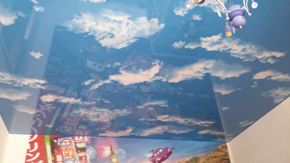 Бесшовный Натяжной потолок Фактура Небо с облаками ГЛЯНЕЦ в Екатеринбурге
