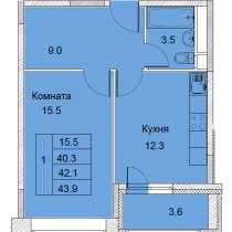 1-к квартира, улица Советская, дом 6, площадь 42,1 этаж 15, в Королёве