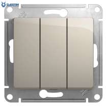 3-клавишный выключатель, сх.1+1+1,10AX, механизм, МОЛОЧНЫЙ, в г.Минск