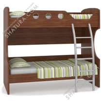 Двухъярусная кровать с металлической лестницей, цвет орех, в Кимре