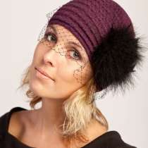 Трикотажная женская шапка с вуалью модель 385 фирмы SHERONA, в Москве