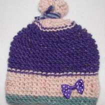 Детская одежда шапочка роз-фиолет новорожд малышке 0-3 6-9 м, в Москве